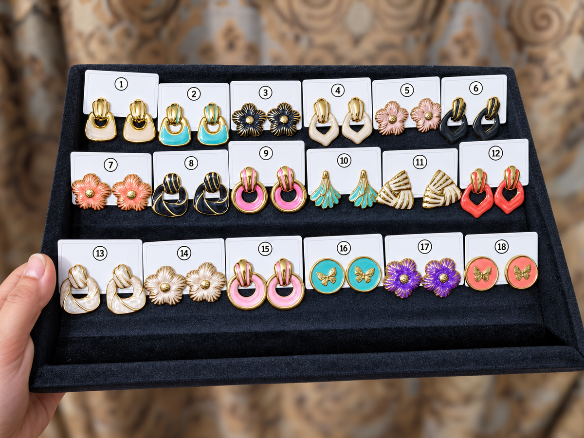 Enamel Statement Earrings