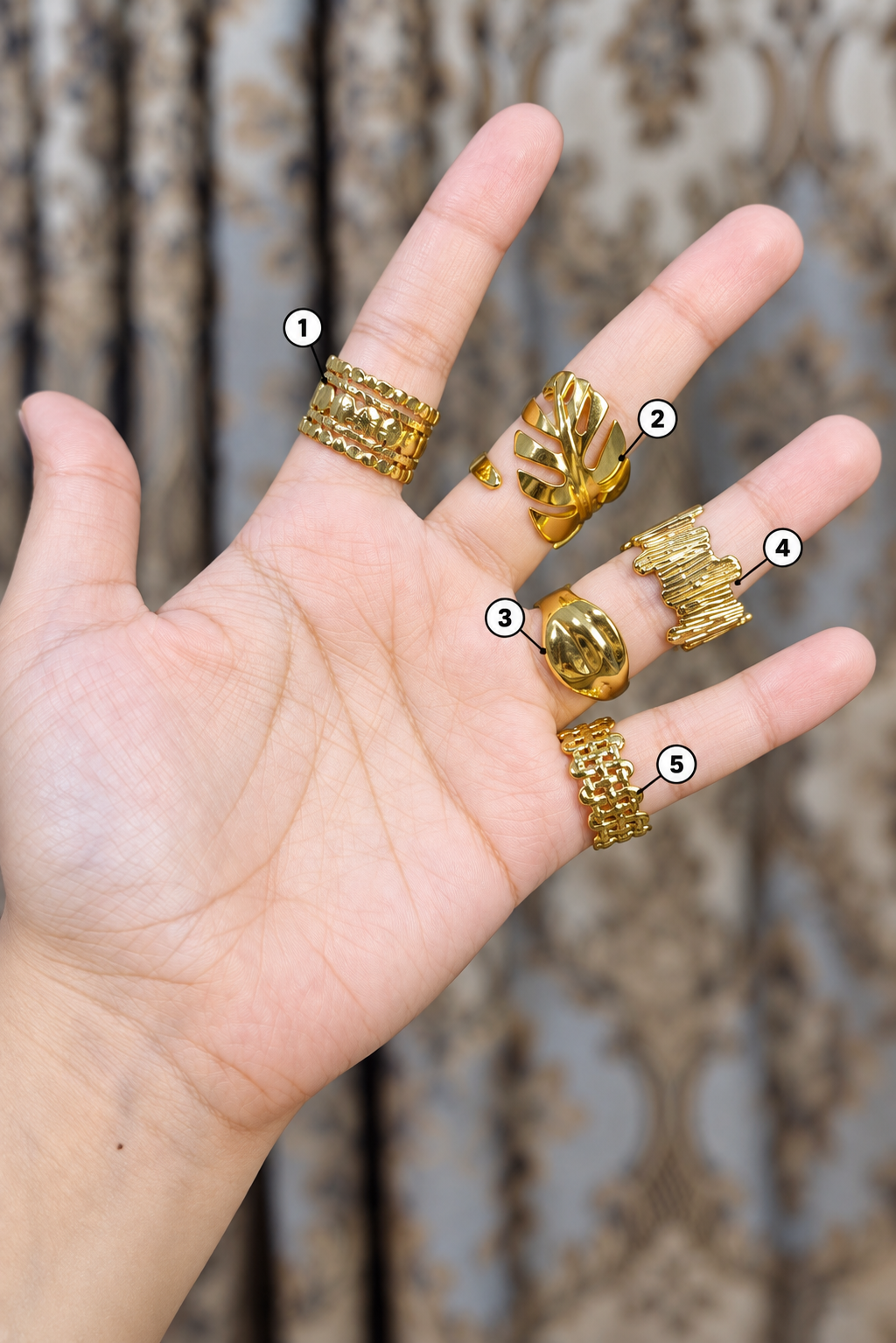Gold Textured Band Rings – Set 2