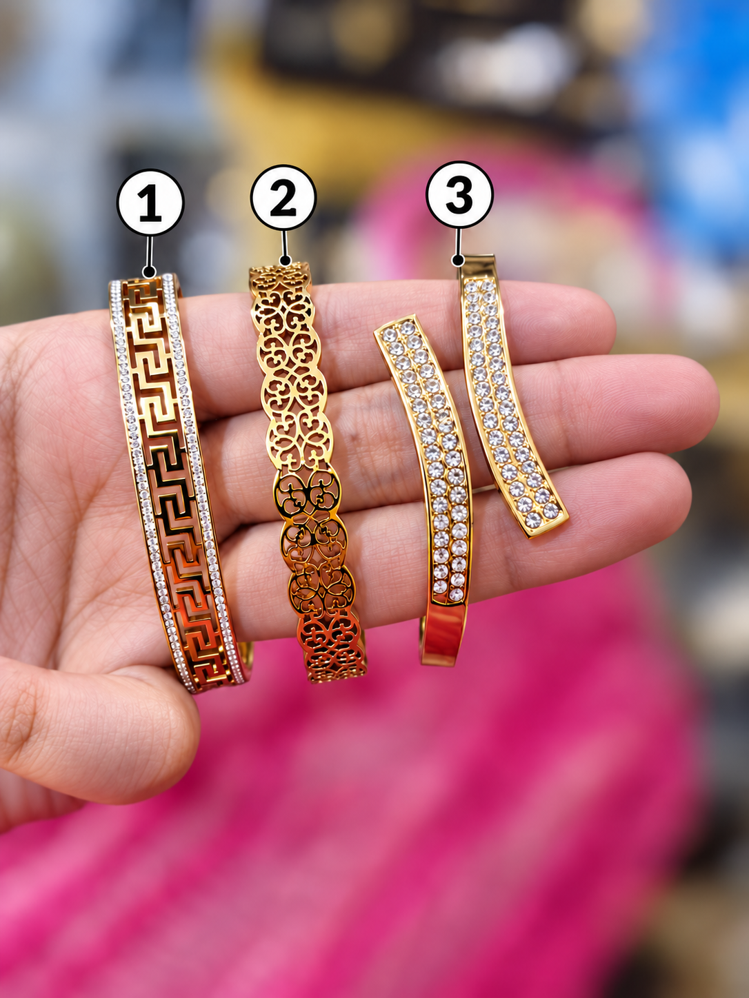 Stainless Steel Gold Crystal Cuff Karay