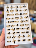 Black Enamel Crystal Rings