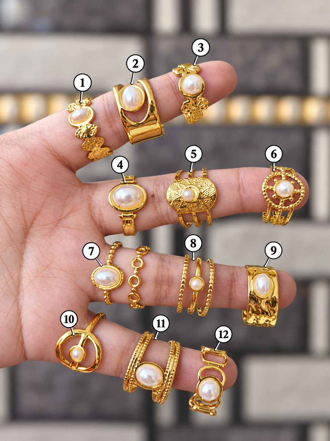 Pearl Gold Rings – Set 2