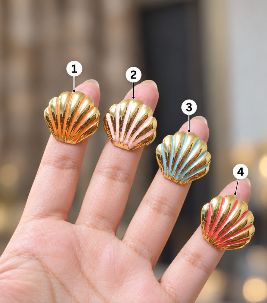 Seashell Enamel Rings