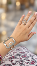 Silver Geometric Kara & Ring Set