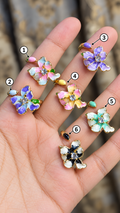 Enamel Flower Crystal Rings