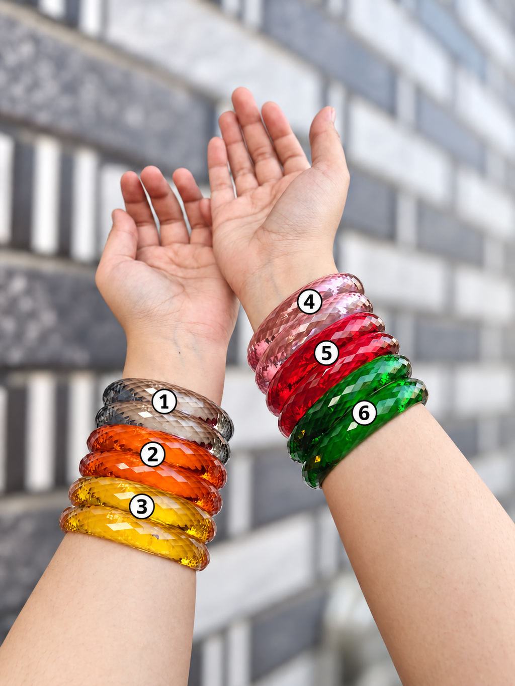 Crystal Cut Acrylic Bangles – Pair