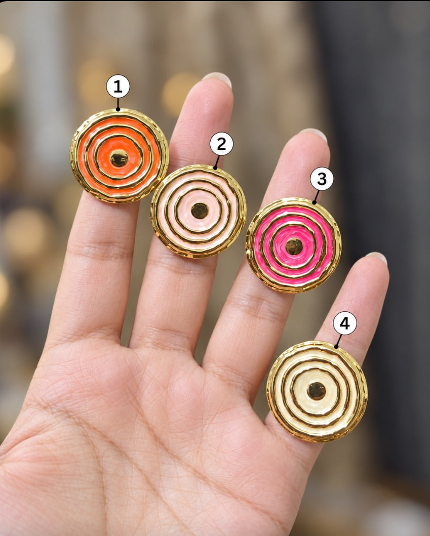 Swirl Disc Enamel Rings
