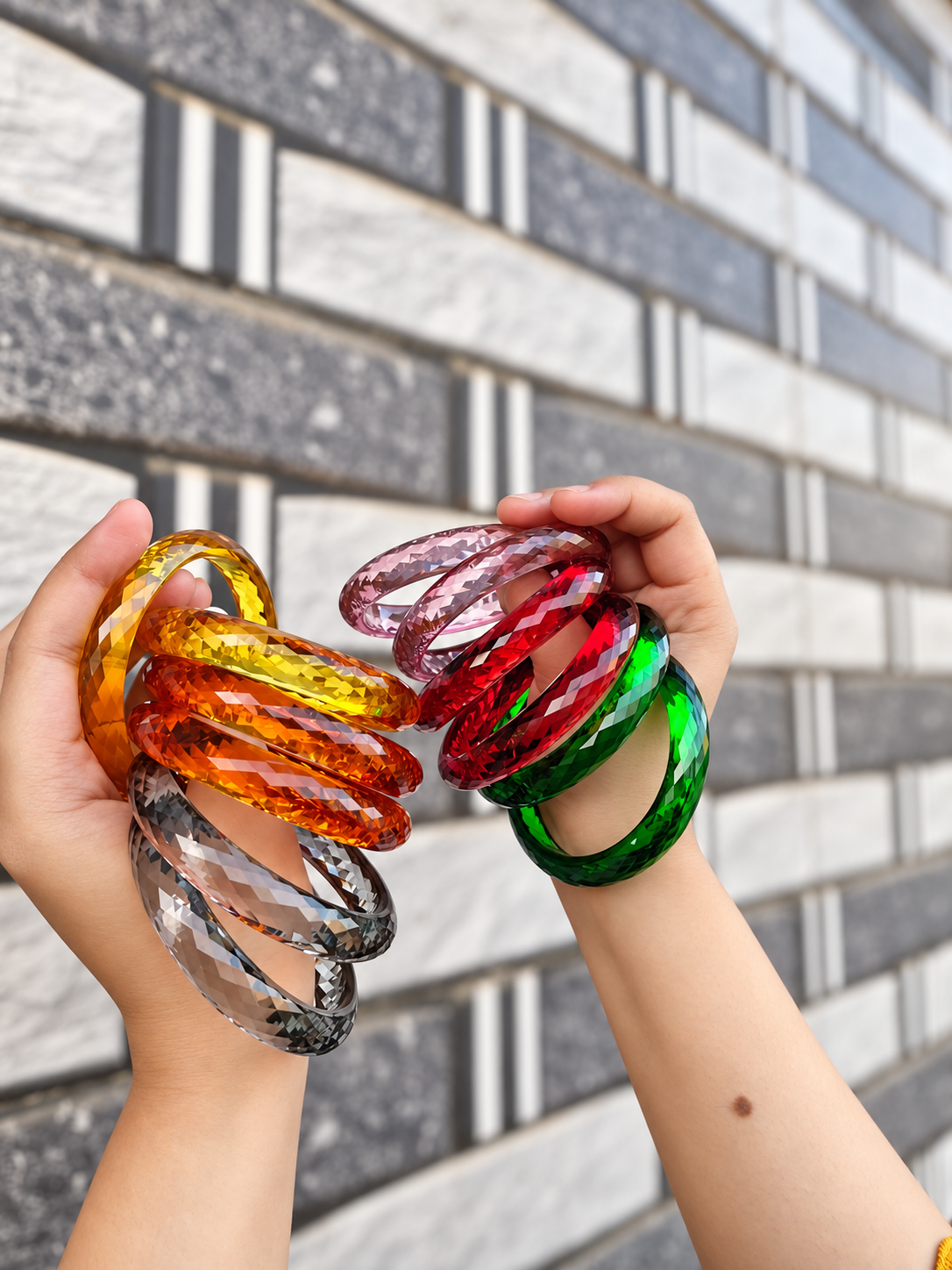 Crystal Cut Acrylic Bangles – Pair